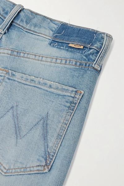 Shop Mother The Tripper Cropped High-rise Flared Jeans In Light Denim