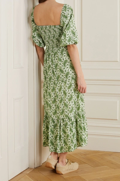 Faithfull The Brand + Net Sustain Le Galet Paisley-print Crepe Midi Dress  In Green | ModeSens