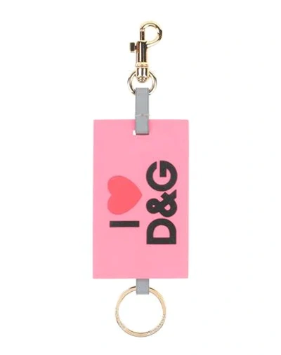 Shop Dolce & Gabbana Woman Key Ring Pink Size - Silicone, Zamak, Steel, Calfskin