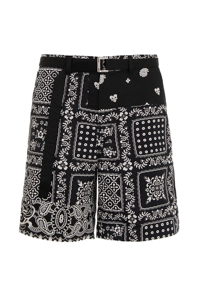 Shop Sacai Archive Print Mix Shorts In Black