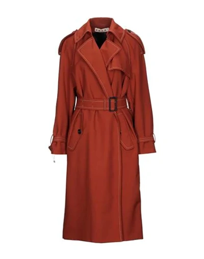 Shop Marni Overcoats In Rust