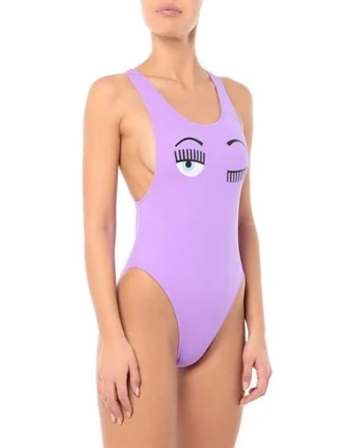 Shop Chiara Ferragni Woman One-piece Swimsuit Mauve Size Xs Polyamide, Elastane In Purple