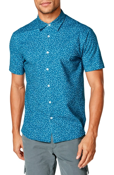 Shop Good Man Brand Flex Pro Slim Fit Print Short Sleeve Button-up Shirt In Lyons Blue Scattere