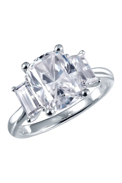 Shop Lafonn Sterling Silver Baguette-cut Triple Simulated Diamond Ring In White