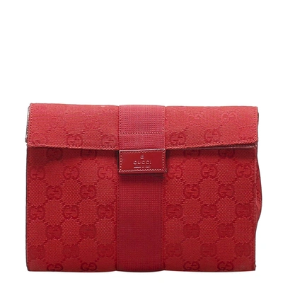 Pre-owned Gucci Red Gg Canvas Clutch Bag