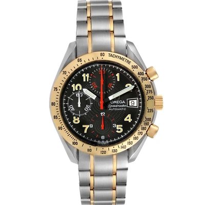 Pre-owned Omega Black 18k Yellow Gold And Stainless Steel Speedmaster Automatic 3313.53.00 Men's Wristwatch 39 Mm