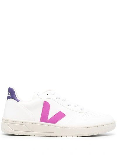 Shop Veja V-10 Leather Trainers In White