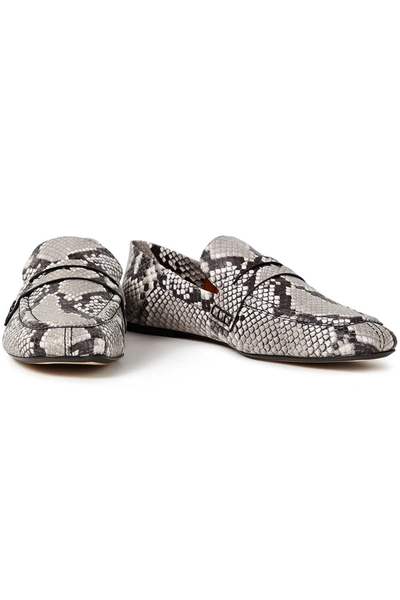 Shop Joseph Bakhta Snake-effect Leather Loafers In Ecru