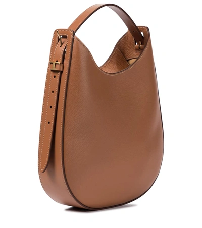 Shop Tod's Oboe Small Leather Shoulder Bag In Brown