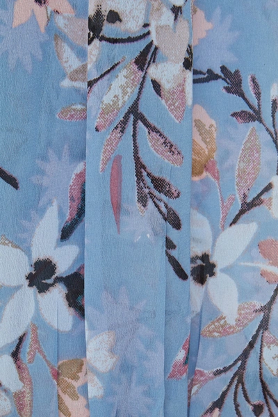 Shop Walter Baker Ruffled Pintucked Floral-print Chiffon Top In Light Blue