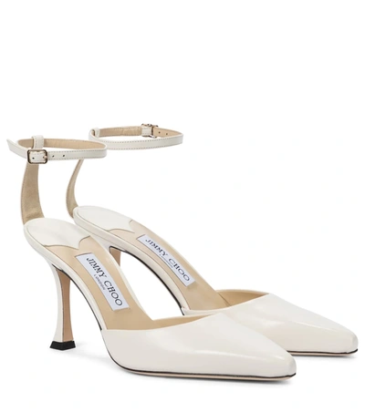 Shop Jimmy Choo Mair 90 Leather Pumps In White