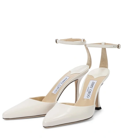 Shop Jimmy Choo Mair 90 Leather Pumps In White