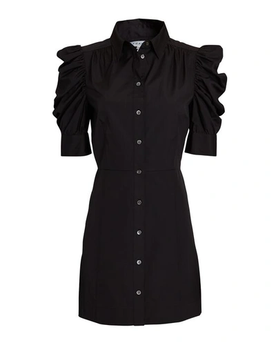 Shop Frame Gillian Cotton Poplin Mini Dress In Black