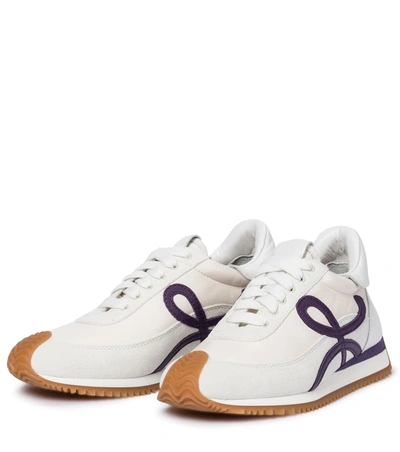 Shop Loewe Flow Runner Leather And Suede Sneakers In White