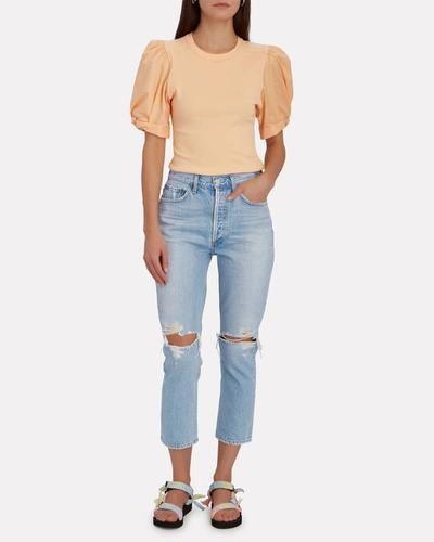 Shop Agolde Riley High-rise Cropped Jeans In Clear Skies