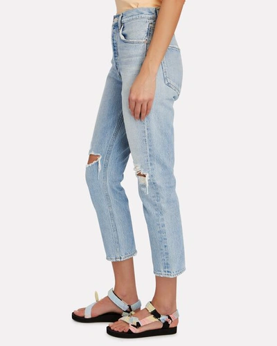 Shop Agolde Riley High-rise Cropped Jeans In Clear Skies