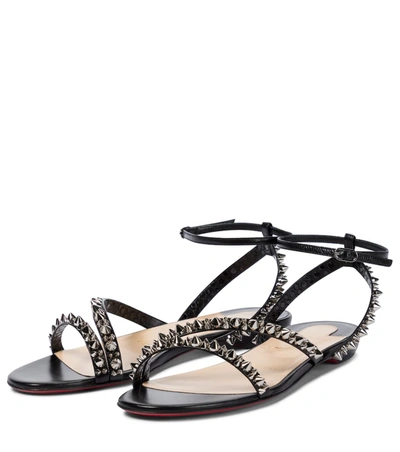 Shop Christian Louboutin Mafaldina Spikes Leather Sandals In Black