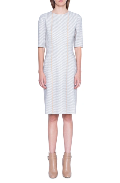 Shop Akris Short Sleeve Tweed Wool Blend Dress In 031 - Clay-sunrise