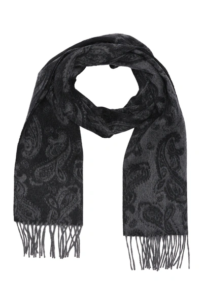 Hickey Freeman Cashmere Paisley Scarf In Black