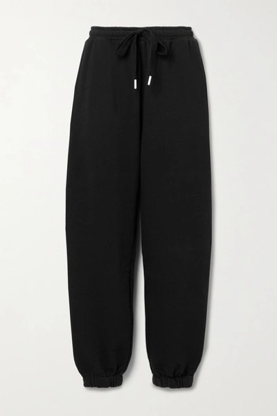 Shop The Upside Major Embroidered Organic Cotton-jersey Track Pants In Black