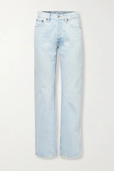 Shop Re/done 90s Distressed High-rise Straight-leg Jeans In Light Denim