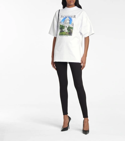 Shop Balenciaga Printed Cotton Jersey T-shirt In White