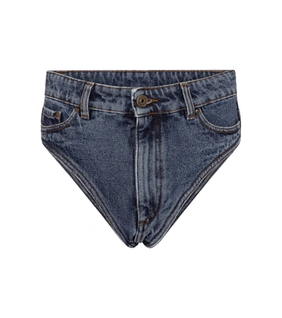 Shop Y/project Denim Shorts In Blue