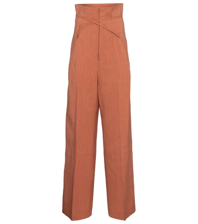 Shop Jacquemus Le Pantalon Sauge Wide-leg Pants In Brown