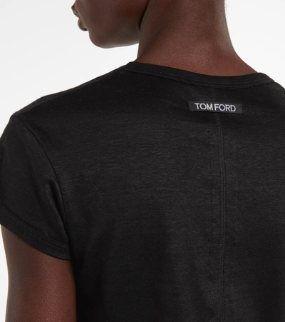 Shop Tom Ford Stretch-linen T-shirt In Black