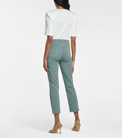 Shop J Brand Alma High-rise Straight Cropped Jeans In Blue