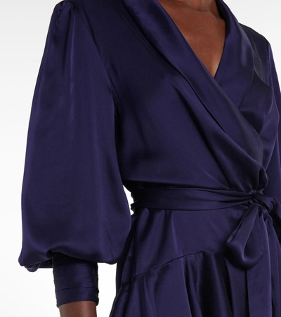 Shop Zimmermann Wrap Silk Minidress In Blue