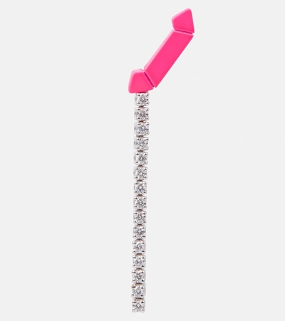 Shop Eéra Paris 18kt White Gold Single Earring With Diamonds In Pink