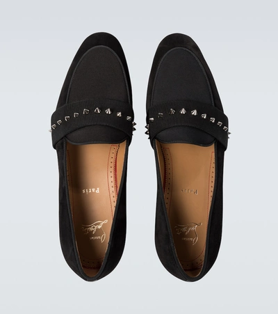 Shop Christian Louboutin Nit Night Suede And Twill Loafers In Black