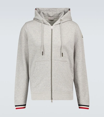 Shop Moncler Zipped Hooded Sweatshirt In Grey