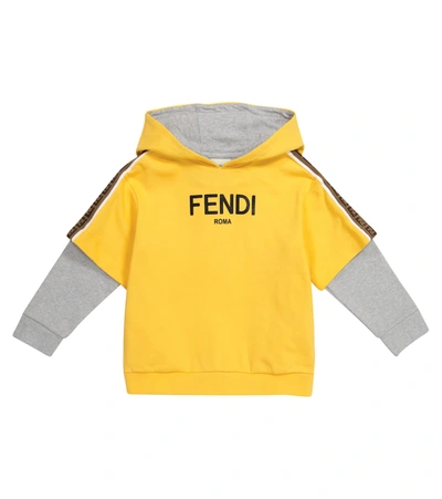 Shop Fendi Logo Cotton-jersey Hoodie In Yellow