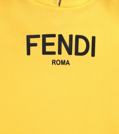 Shop Fendi Logo Cotton-jersey Hoodie In Yellow