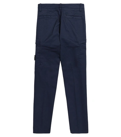 Shop Stone Island Junior Stretch-cotton Cargo Pants In Blue