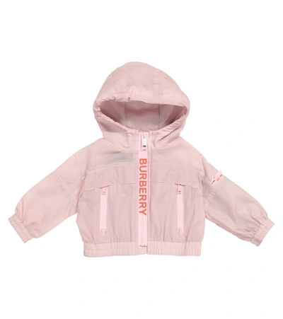 Shop Burberry Baby Logo Technical Jacket In Pink