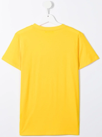 Shop Balmain Teen Logo Print T-shirt In Yellow