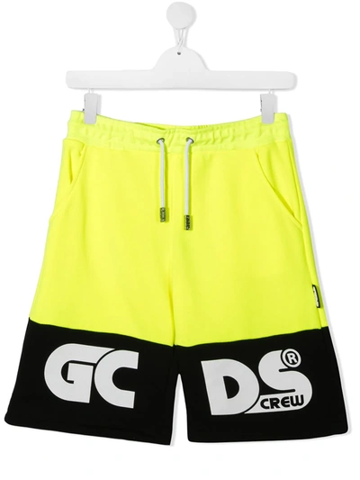 Shop Gcds Teen Colour-block Track Shorts In Yellow