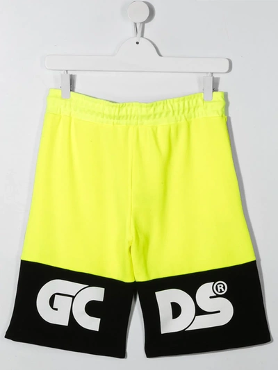 Shop Gcds Teen Colour-block Track Shorts In Yellow