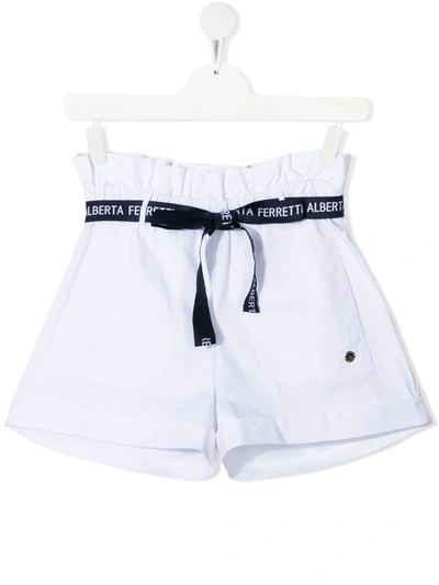Shop Alberta Ferretti Teen Paperbag Waist Stretch-cotton Shorts In White