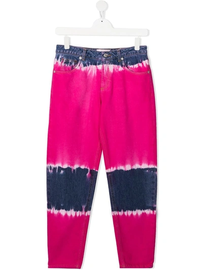 Shop Alberta Ferretti Teen Tie-dye Straight Leg Jeans In Pink