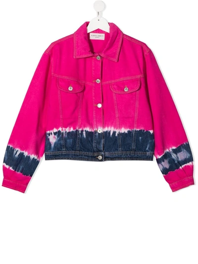 Shop Alberta Ferretti Teen Tie-dye Denim Jacket In Pink
