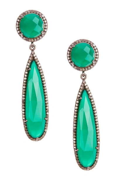 Shop Adornia Fine Gillian Green Onyx & Champagne Diamond Teardrop Earrings