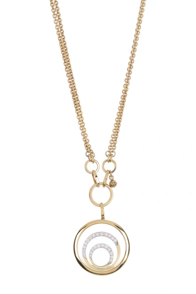 Shop Breuning 14k Two-tone Gold Diamond Concentric Circles Pendant Necklace In Yellow