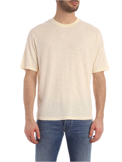 Shop Ami Alexandre Mattiussi T Shirt In Ligth Jersey With Tab On Side In Off White