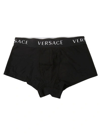 Shop Versace Logo Boxer Shorts In Black