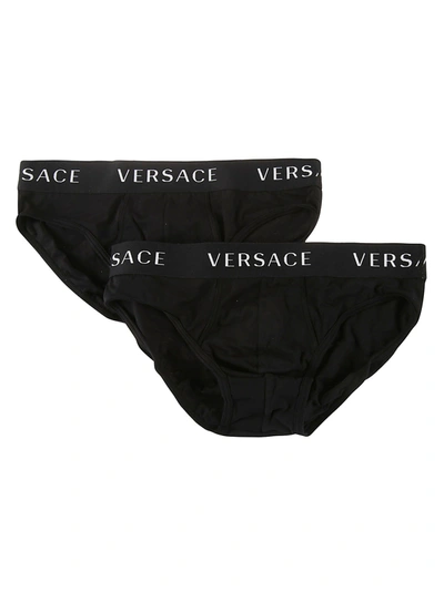 Shop Versace Logo Briefs In Black