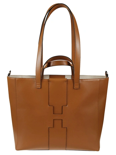 Shop Hogan Basic Maxi Grande Shopping Bag In Cognac